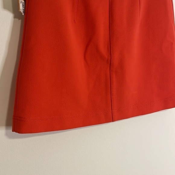NEW Rachel Mini Skirt 0 Apron Pockets Coral Orange Red Retro Mod Zip Front - Picture 7 of 13